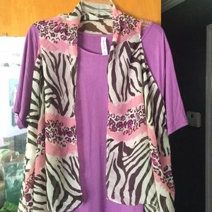 3x (18-20) purple dress with animal print cover